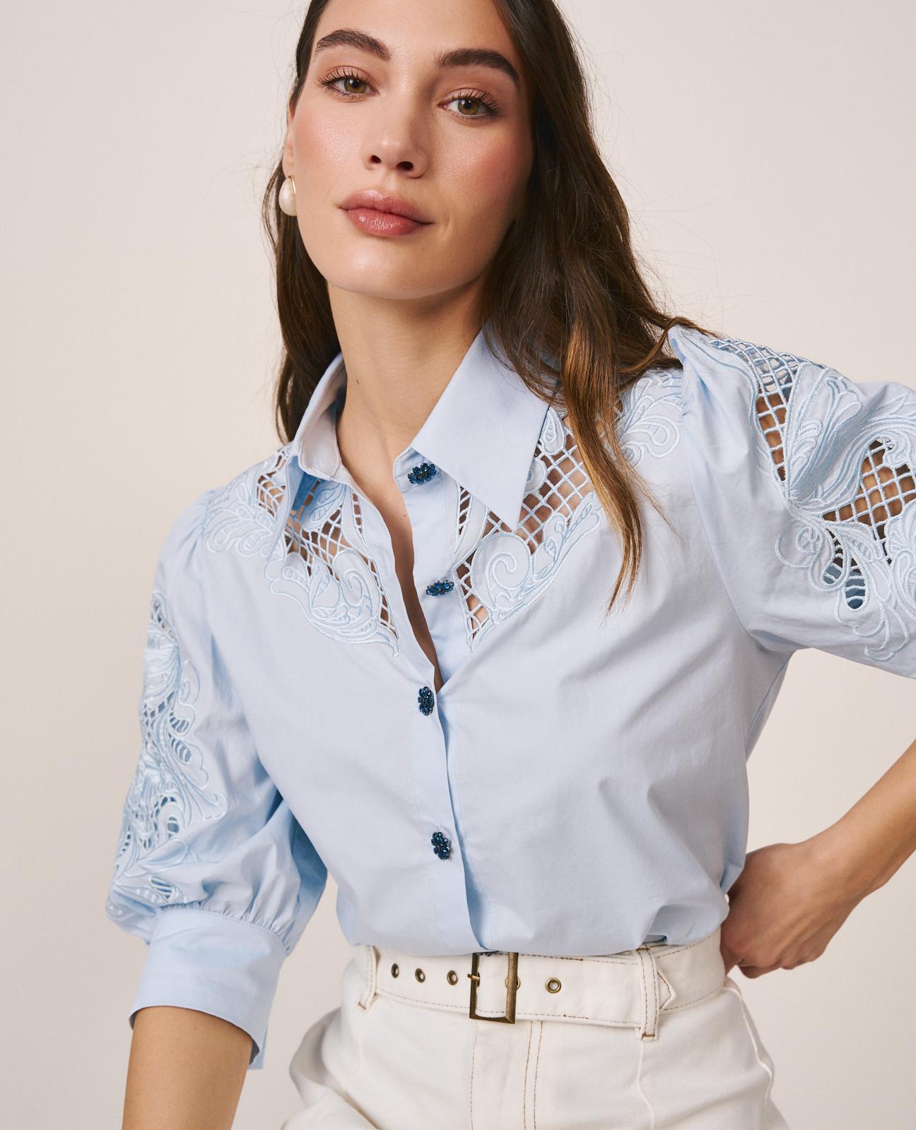 alma-en-pena-popeline-baumwoll-bluse-blau-mit-stickerei image 5
