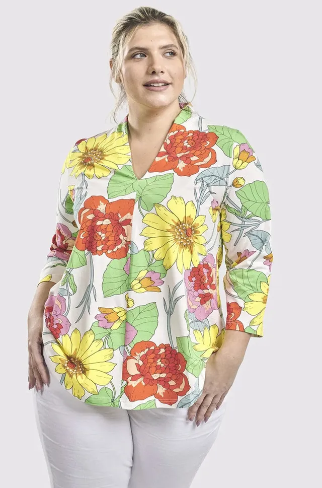 alembika-vibrant-v-neck-top-bloom-baumwolle image 1