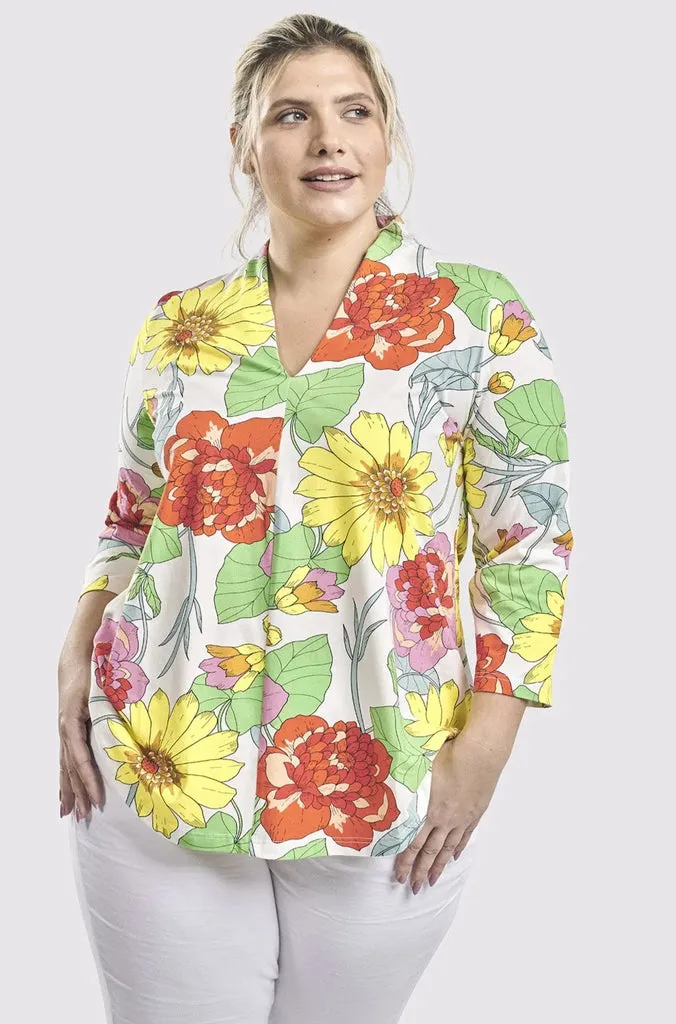 alembika-vibrant-v-neck-top-bloom-baumwolle image 1