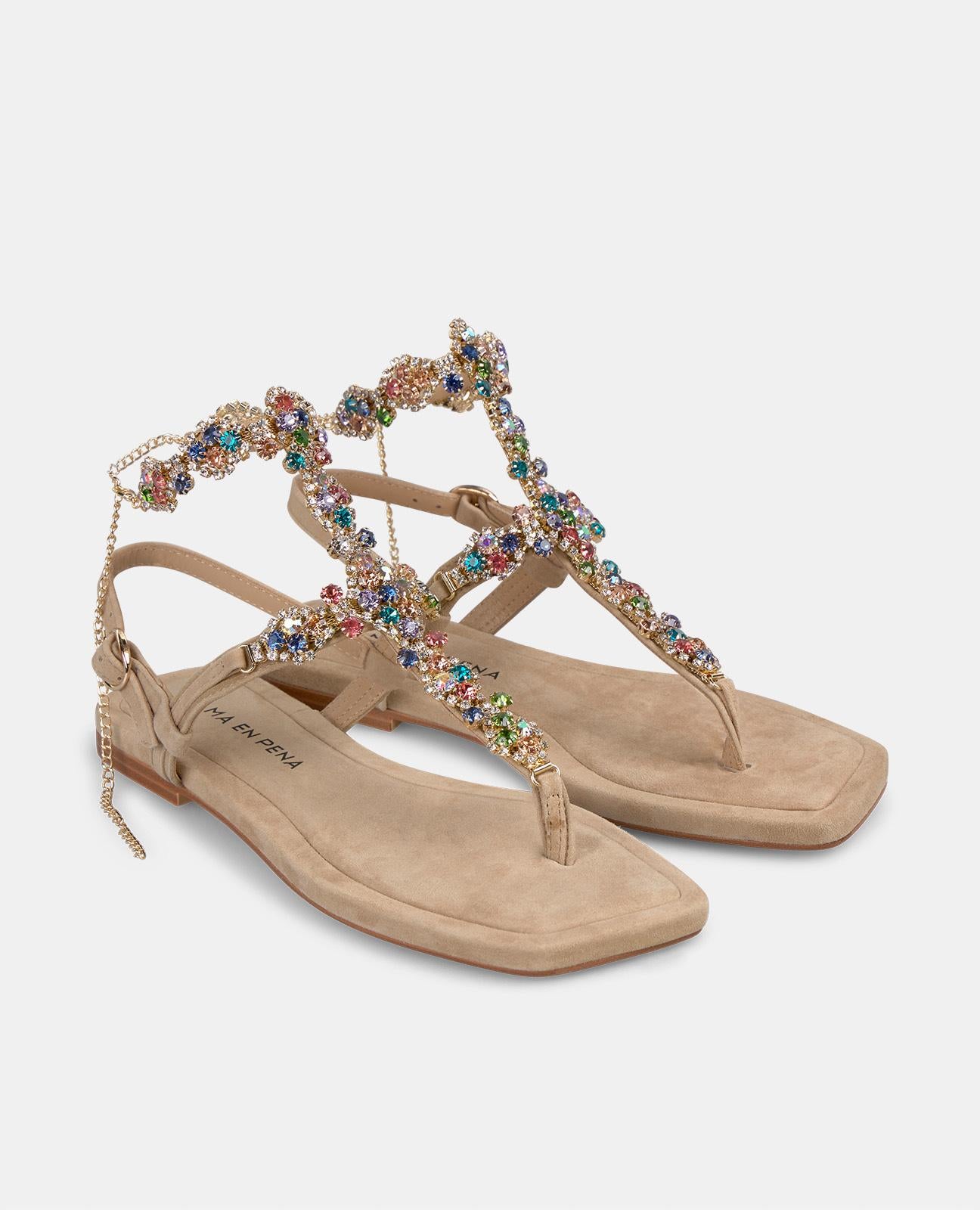 alma-en-pena-alfa-54142-flache-strass-sandalen-eckig-arena image 2