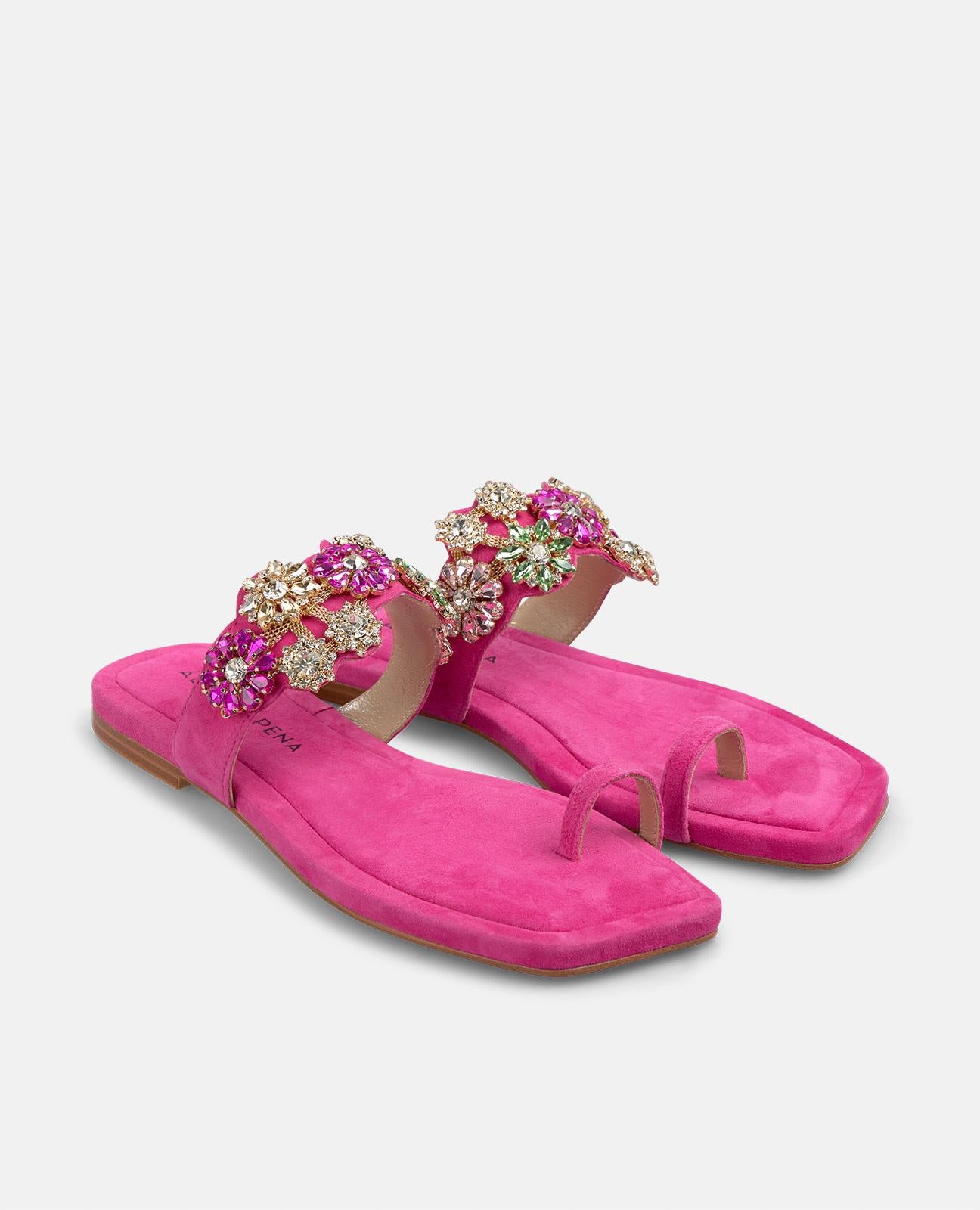 alma-en-pena-zehen-sandale-mit-strass-ornament-flach-fuchsia image 2