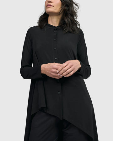alembika-essential-hi-lo-button-down-top-schwarz image 3