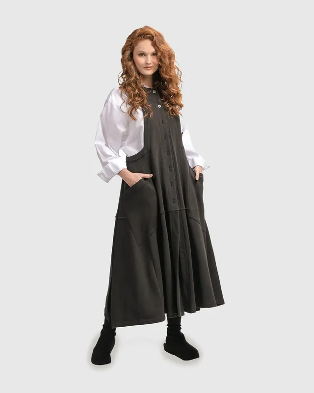 alembika-urban-button-down-pinafore-kleid-schwarz image 1