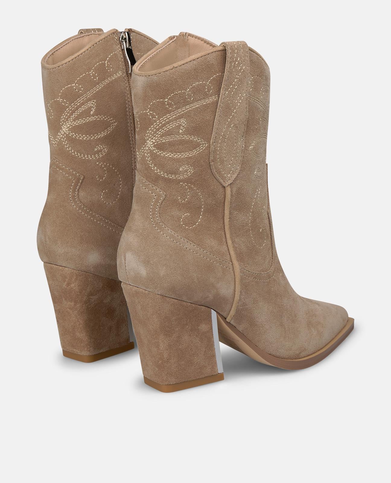 alma-en-pena-suede-cowboy-boots-veloursleder-stiefeletten-vison-8-cm image 3