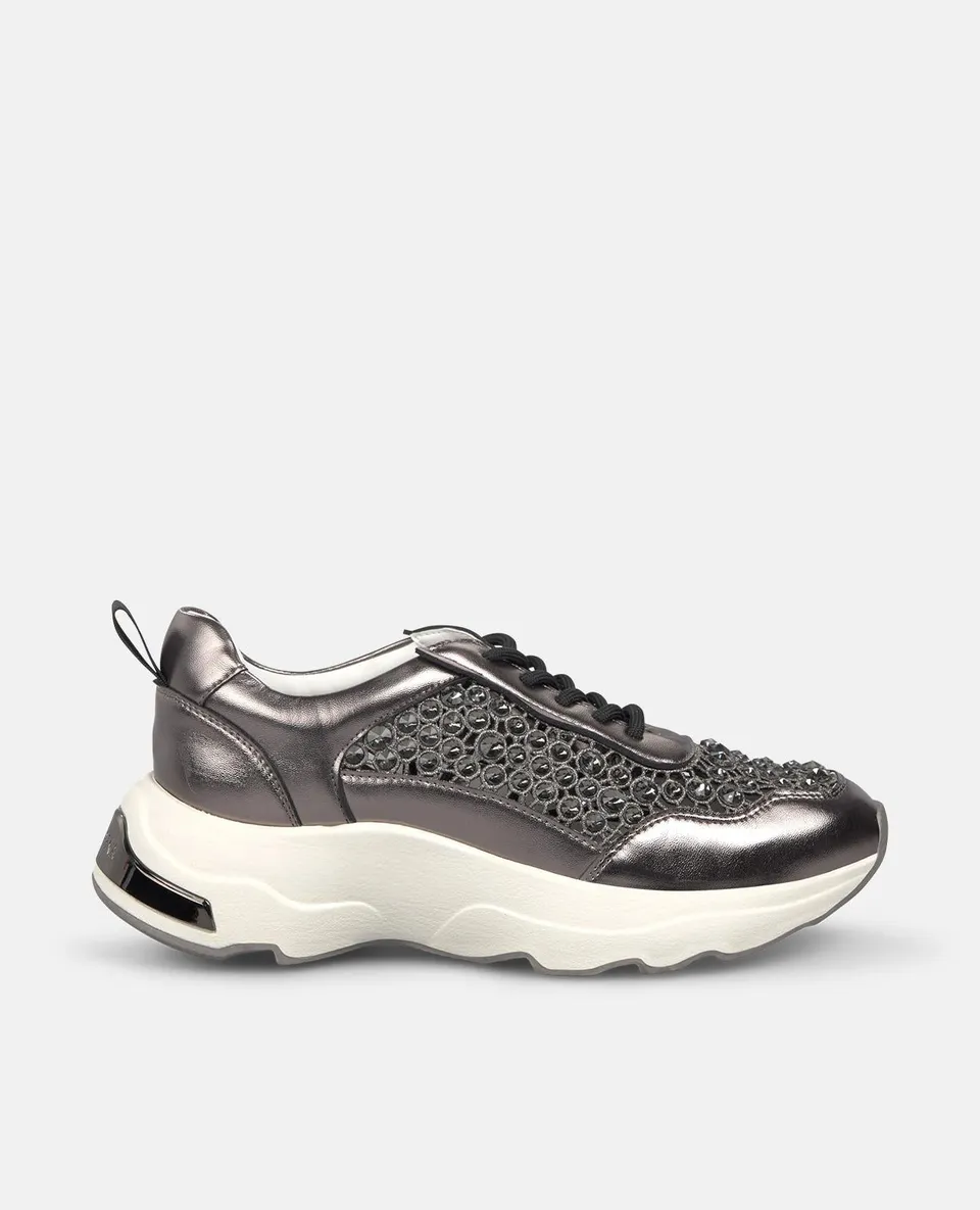 alma-en-pena-sport-plateau-sneaker-in-silber-mit-strass-mesh-und-4-5-cm-sohle image 1