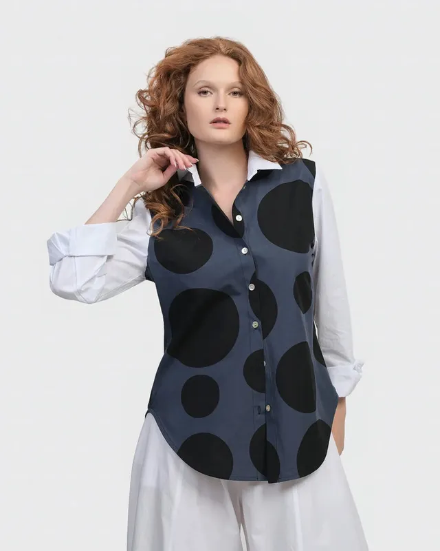 alembika-urban-dots-button-down-shirt-navy image 1