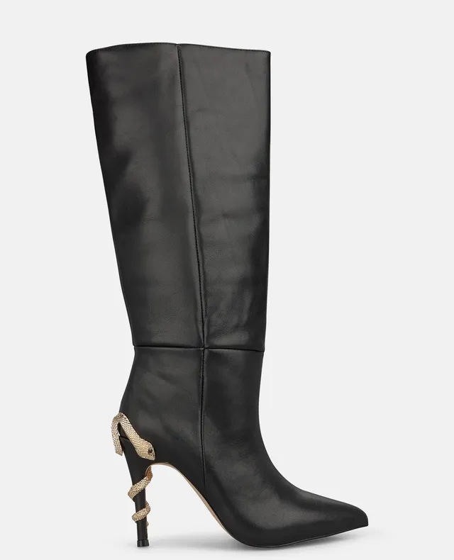 alma-en-pena-nappa-stiefel-mit-schlangenprint-hohe-stiefel-schwarz-10-cm-trichte image 1