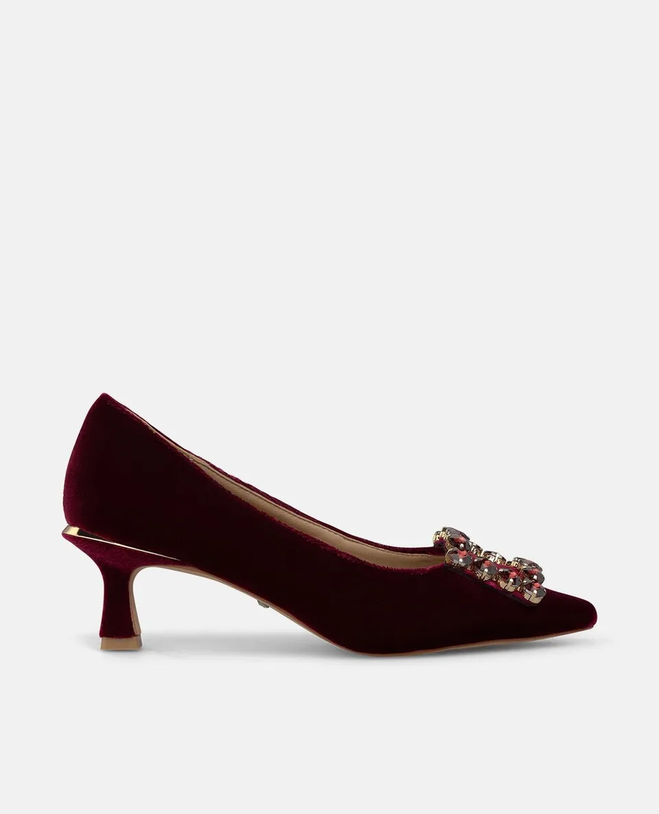 alma-en-pena-samt-pumps-bordeaux-schmuck-schnalle-6-cm image 1