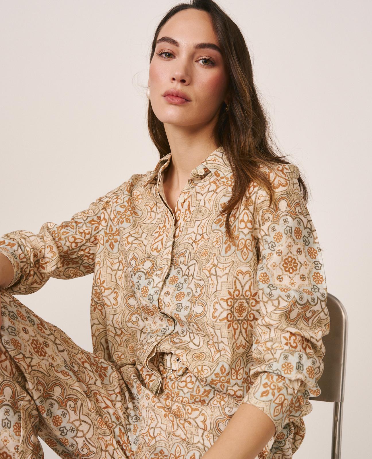 alma-en-pena-mosaic-print-shirt-viskose-braun image 5