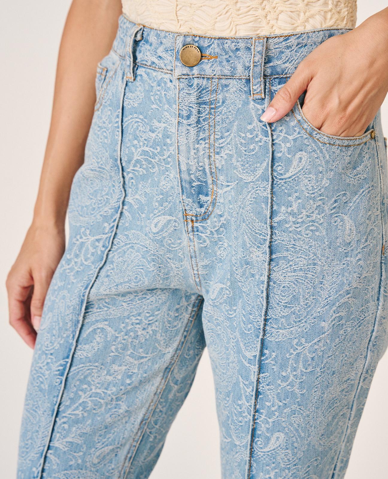 alma-en-pena-paisley-flare-jeans-blau-high-rise image 4