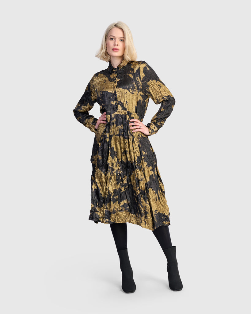 alembika-chroma-babydoll-shirtdress-gold image 1