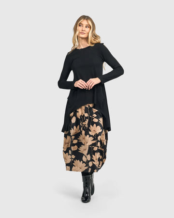 alembika-pippa-samt-rock-damen-midi-floral-cocoon image 2