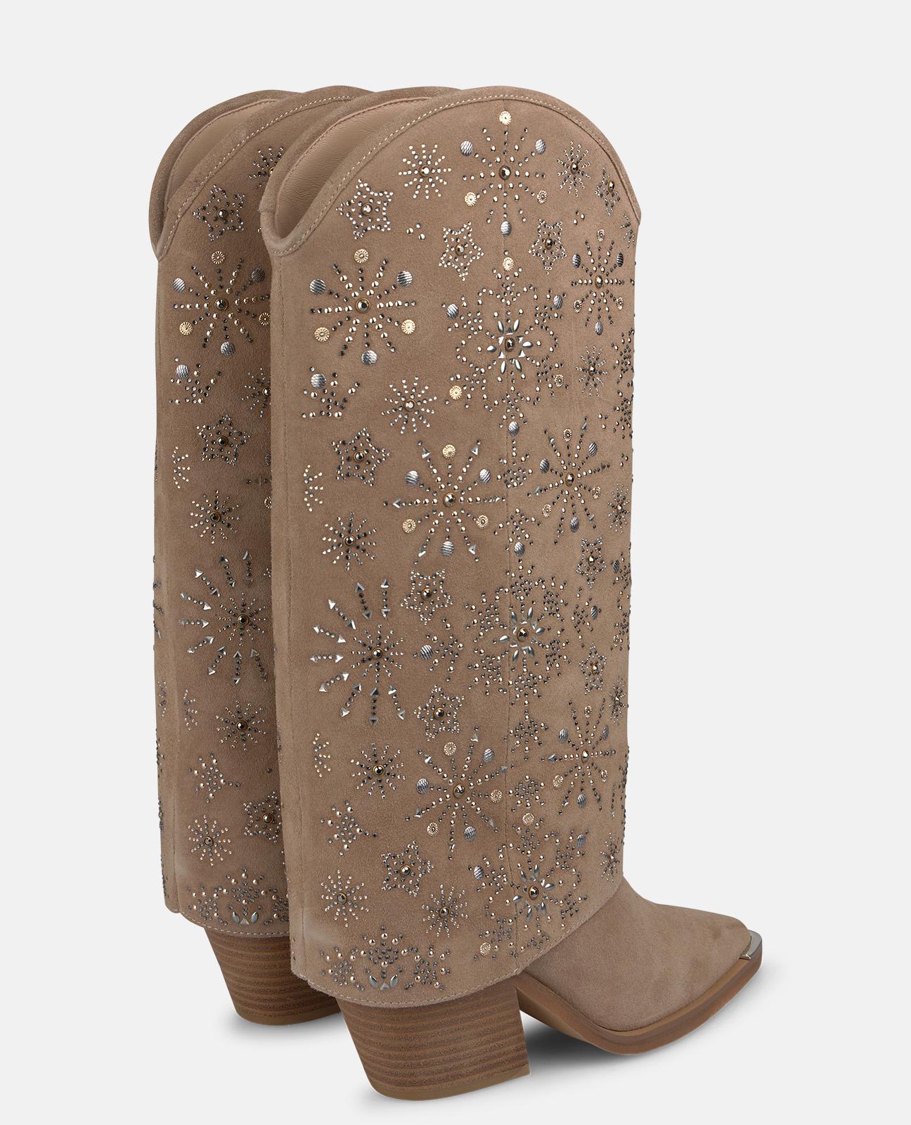 alma-en-pena-cowboy-boots-strass-damen-stiefel-wildleder-vis-n-8-cm image 3