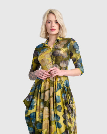 alembika-meadowlark-draped-pockets-kleid-gold-ocean-dots image 3