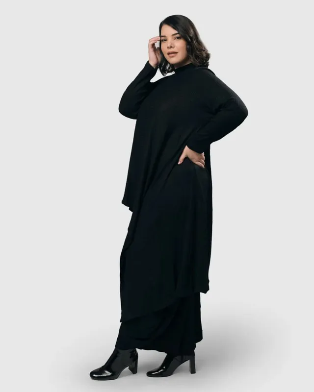 alembika-grace-waffle-hi-lo-top-damen-schwarz image 1