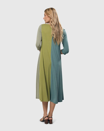 alembika-tricolor-trapeze-maxi-dress-teal-celery-jerseykleid image 6