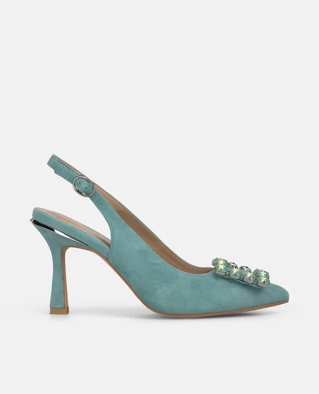 alma-en-pena-pumps-mit-strass-schnalle-slingback-spitz-zeh-9-cm-absatz-blau image 1
