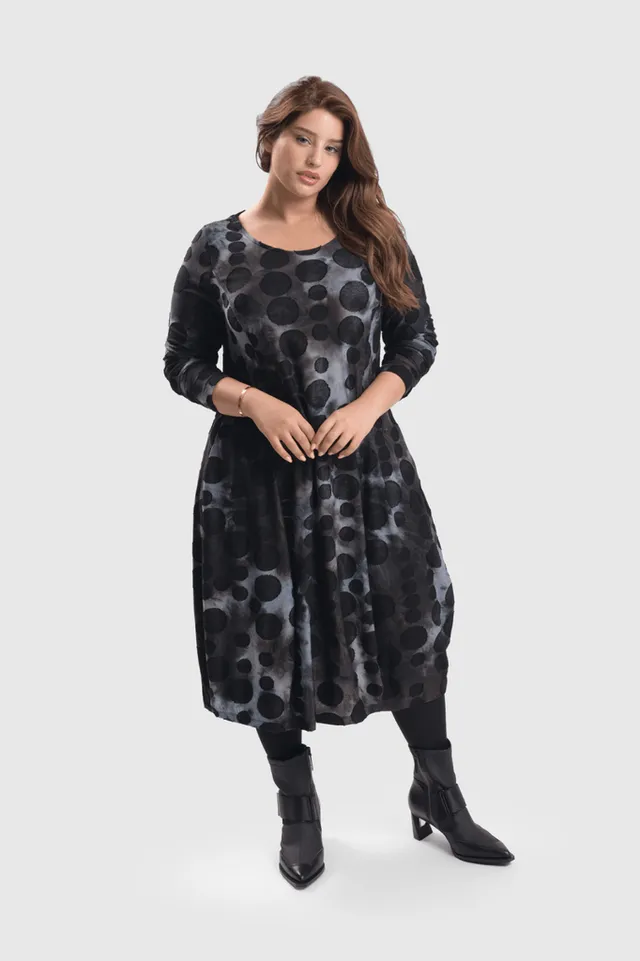 alembika-echo-cocoon-kleid-smoke-jacquard image 1