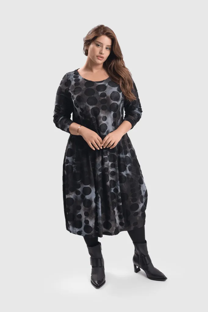 alembika-echo-cocoon-kleid-smoke-jacquard image 1