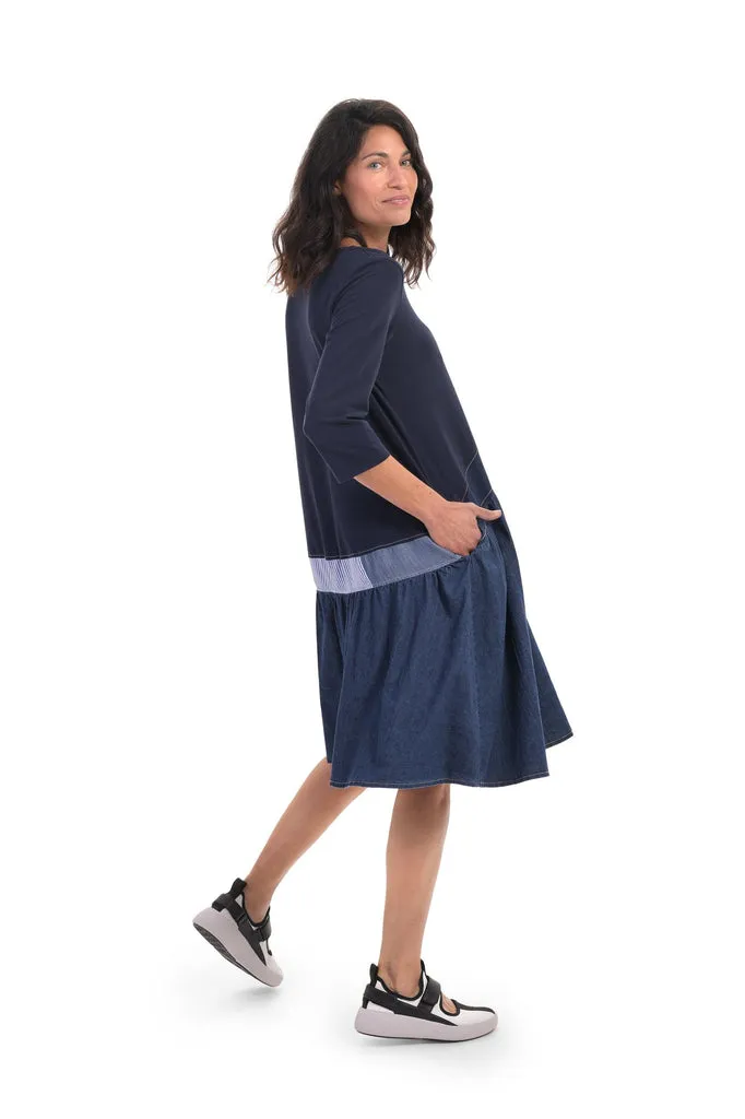 alembika-babydoll-denim-kleid-damen-braun-blau image 1