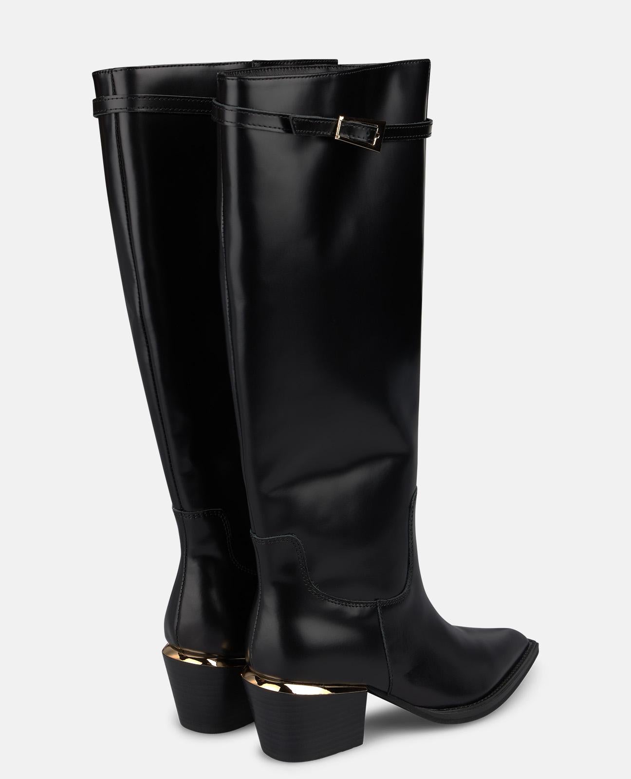 alma-en-pena-nappa-lederstiefel-mit-schnalle-schwarz image 3