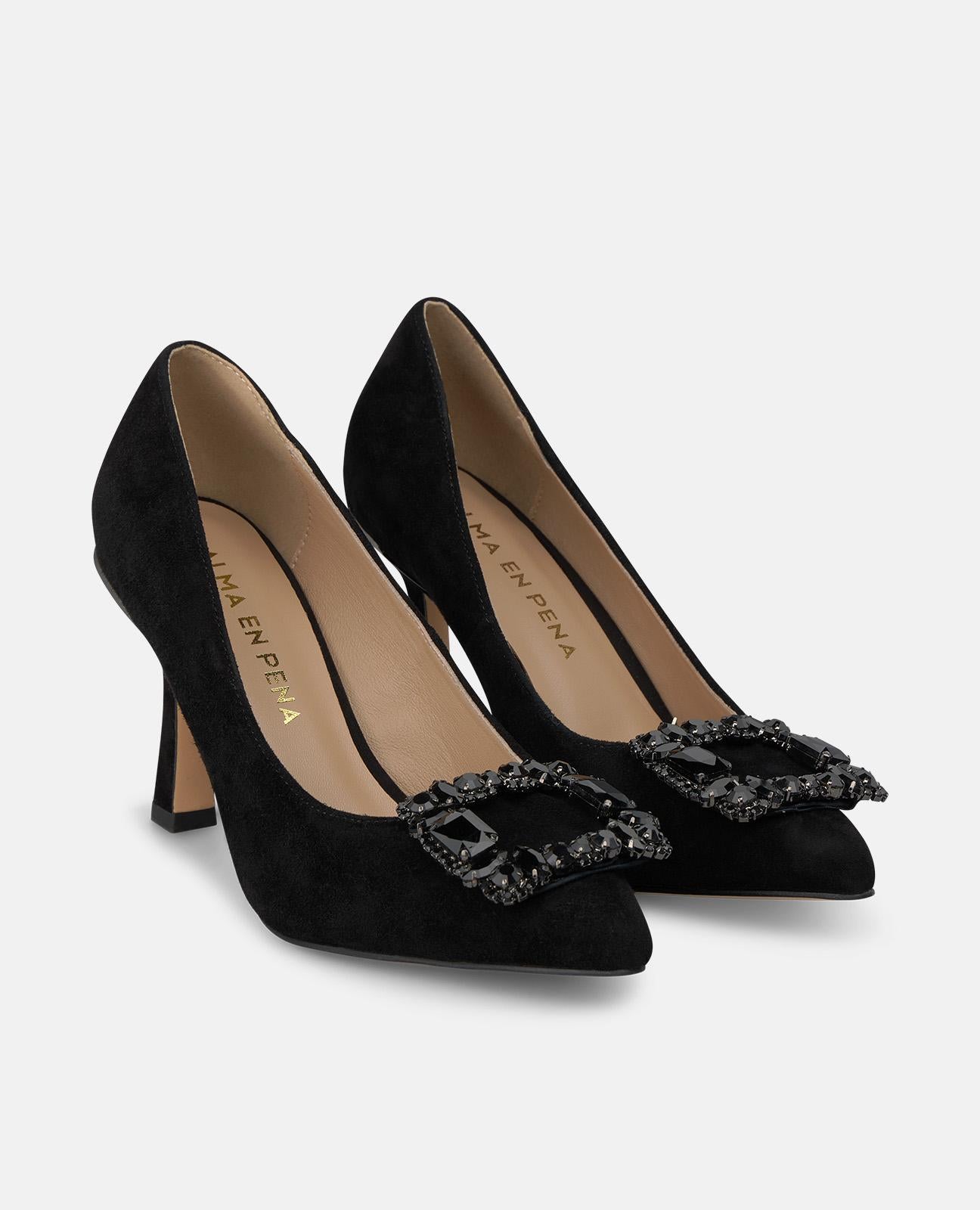 alma-en-pena-wildleder-pumps-schwarz-blume-8-cm image 2