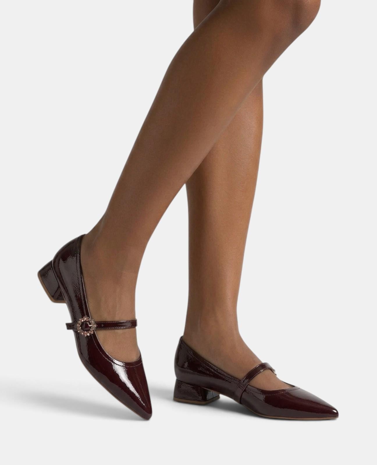 alma-en-pena-ballerina-bordeaux-mit-schnalle-flacher-lederschuh-3-5-cm image 5