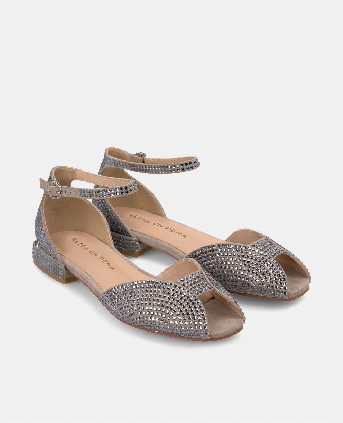 alma-en-pena-damen-flache-sandalen-grau-strass-offen-2-3-cm image 2