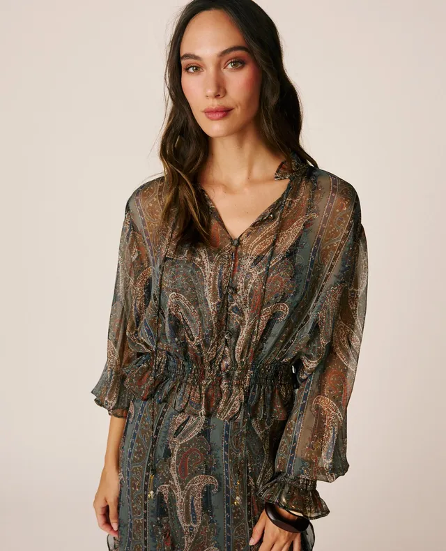alma-en-pena-chiffon-blouse-with-ruffles-chiffonbluse-grau-mit-schleife image 1