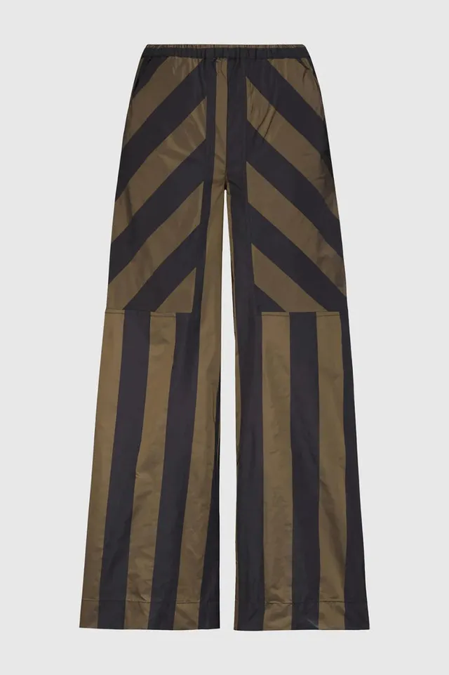alembika-whisper-pants-khaki-streifen-schlupfhose-viskose image 1