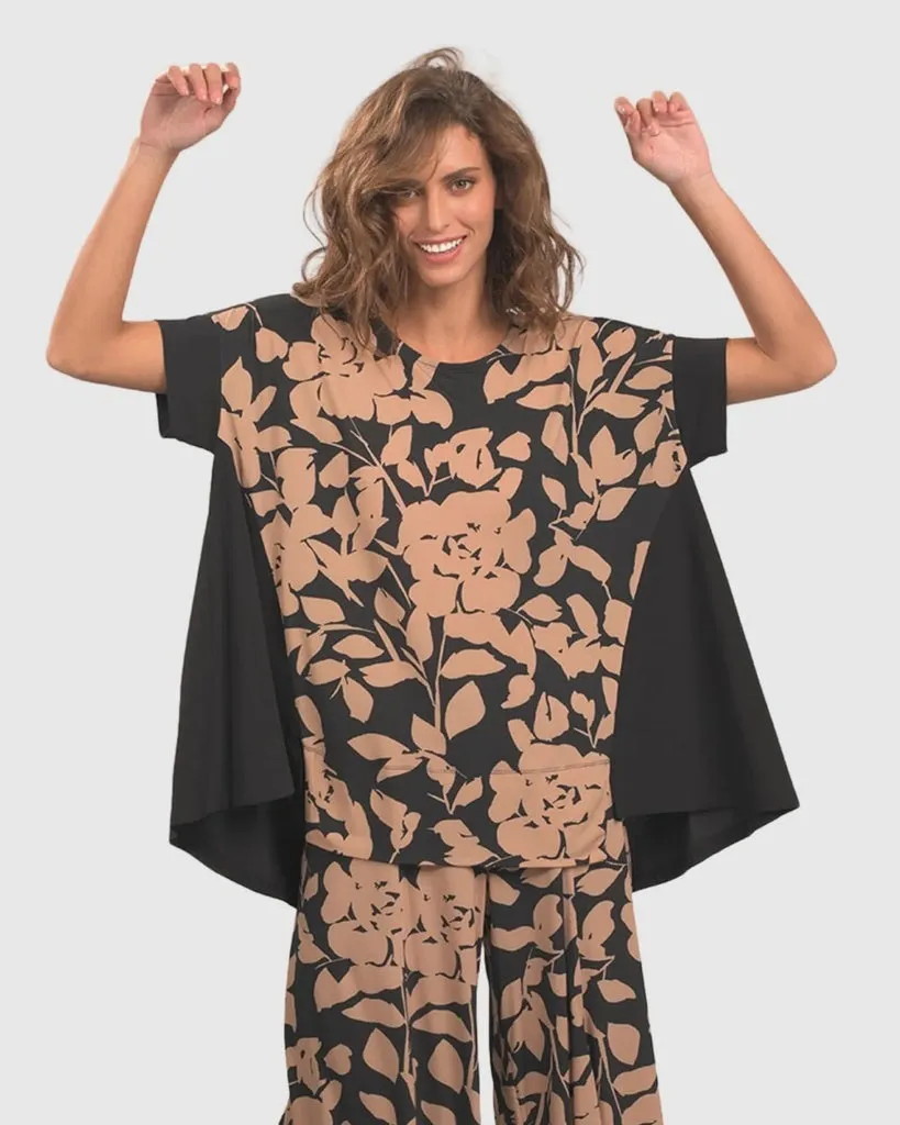 alembika-klara-trapeze-top-floral-a-linie-mit-schwarz image 1
