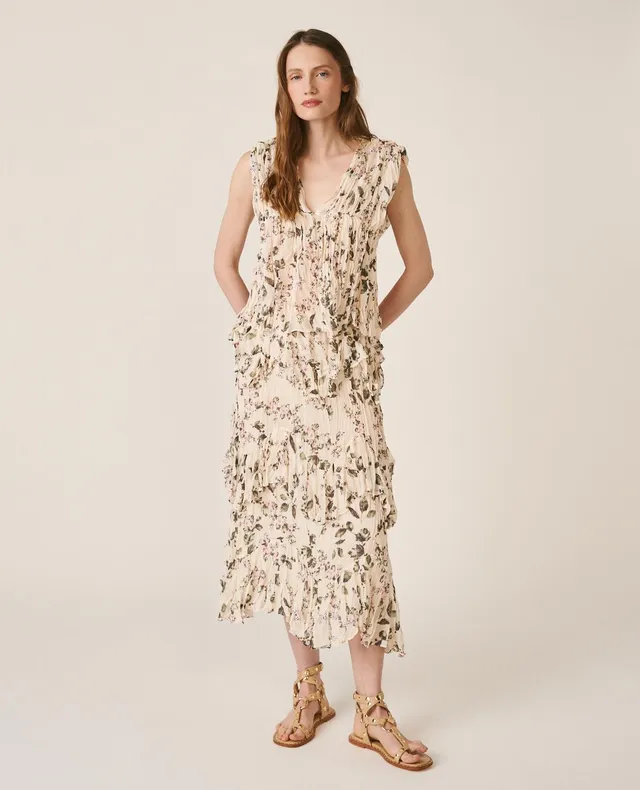 alma-en-pena-flowy-midi-rock-gr-n-blumen-elastikbund image 1
