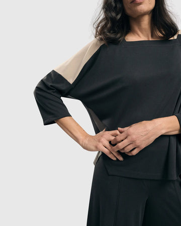 alembika-essential-colorblock-cupro-top-charcoal image 3