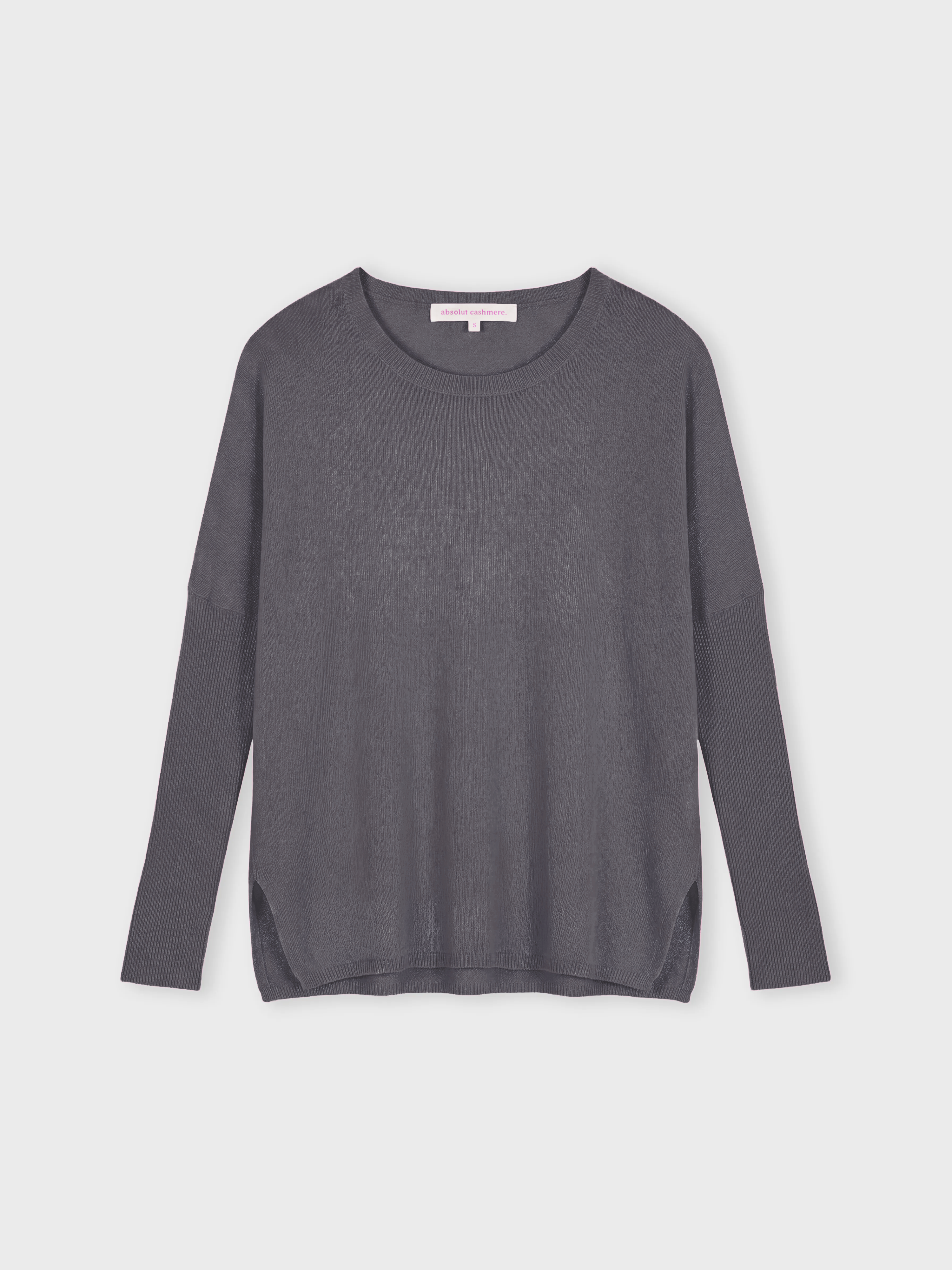 absolut-astrid-poncho-pullover-damen-kaschmir-rundhals-dunkelgrau image 1