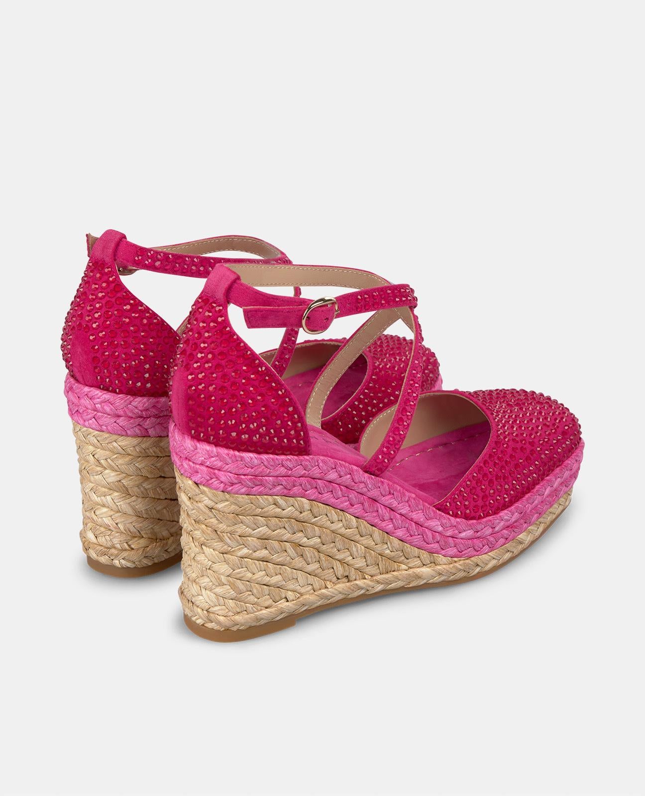 alma-en-pena-keilpantolette-mit-strass-kreuzriemen-in-fuchsia-9-cm image 3
