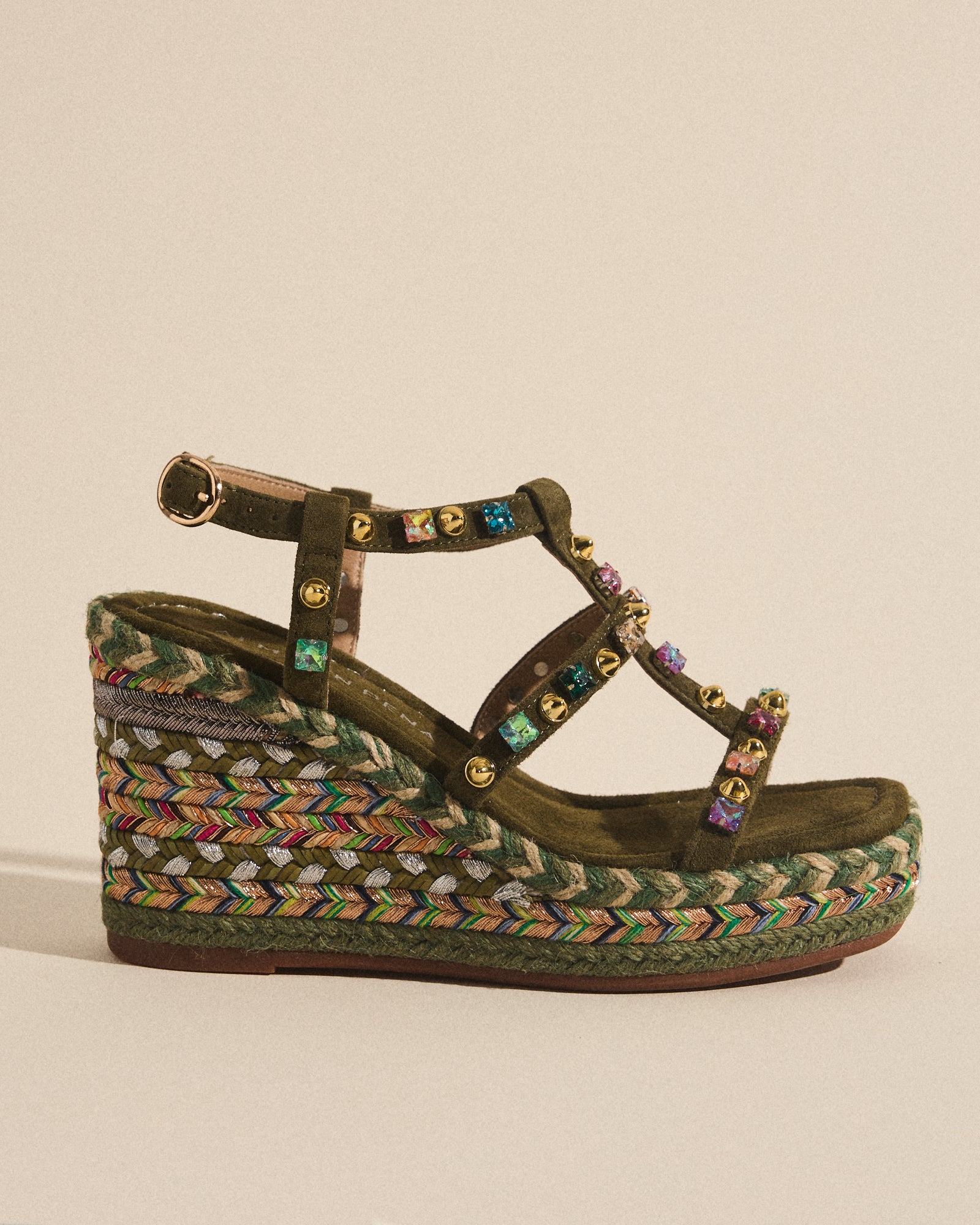 alma-en-pena-esparto-keilsandalen-mit-nieten-keil-9-5-cm-in-khaki image 1
