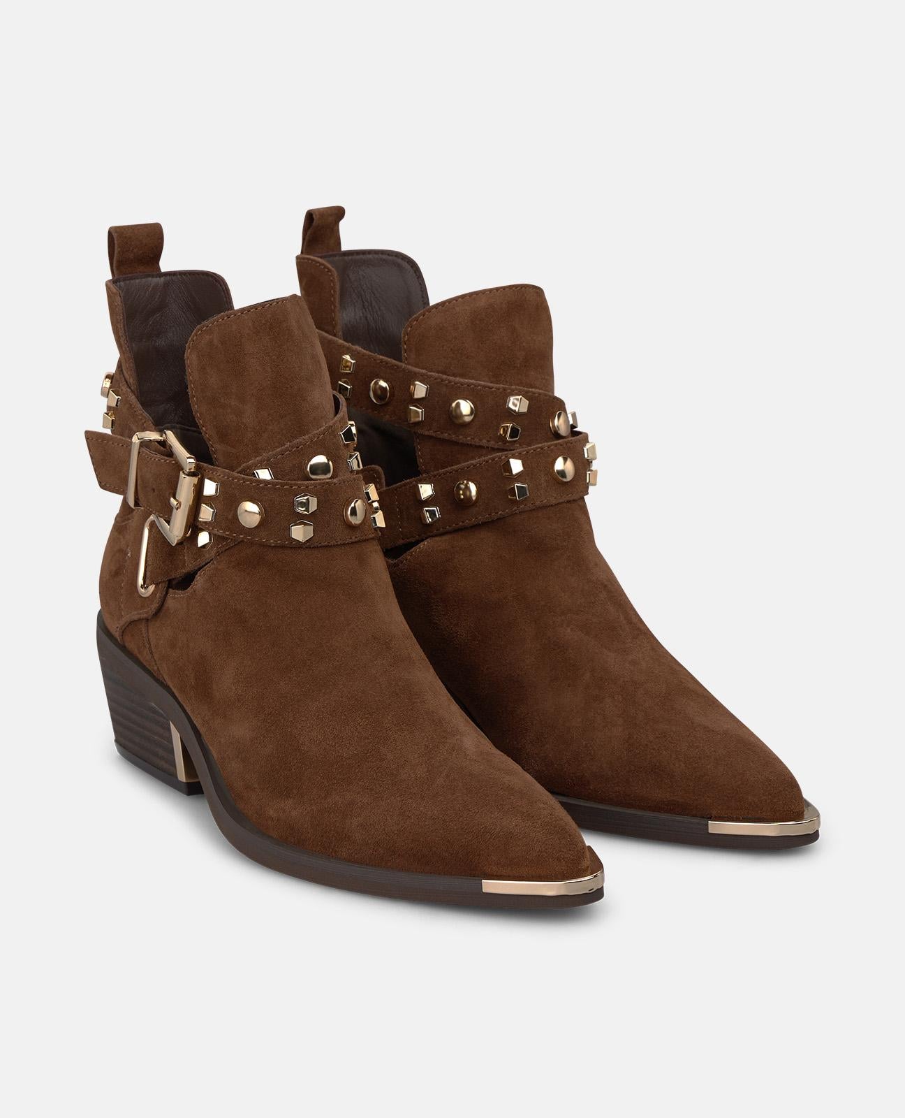alma-en-pena-suede-ankle-boots-buckle-studs-stiefelette-camel-5-cm image 2