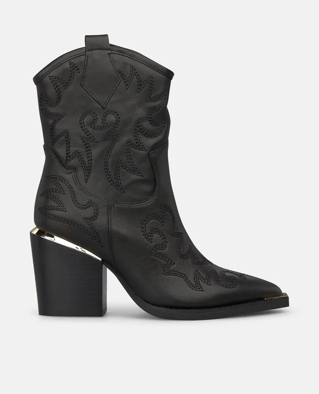 alma-en-pena-cowboy-stiefelette-nappa-leder-schwarz-stickerei-7-5-cm-blockabsatz image 1