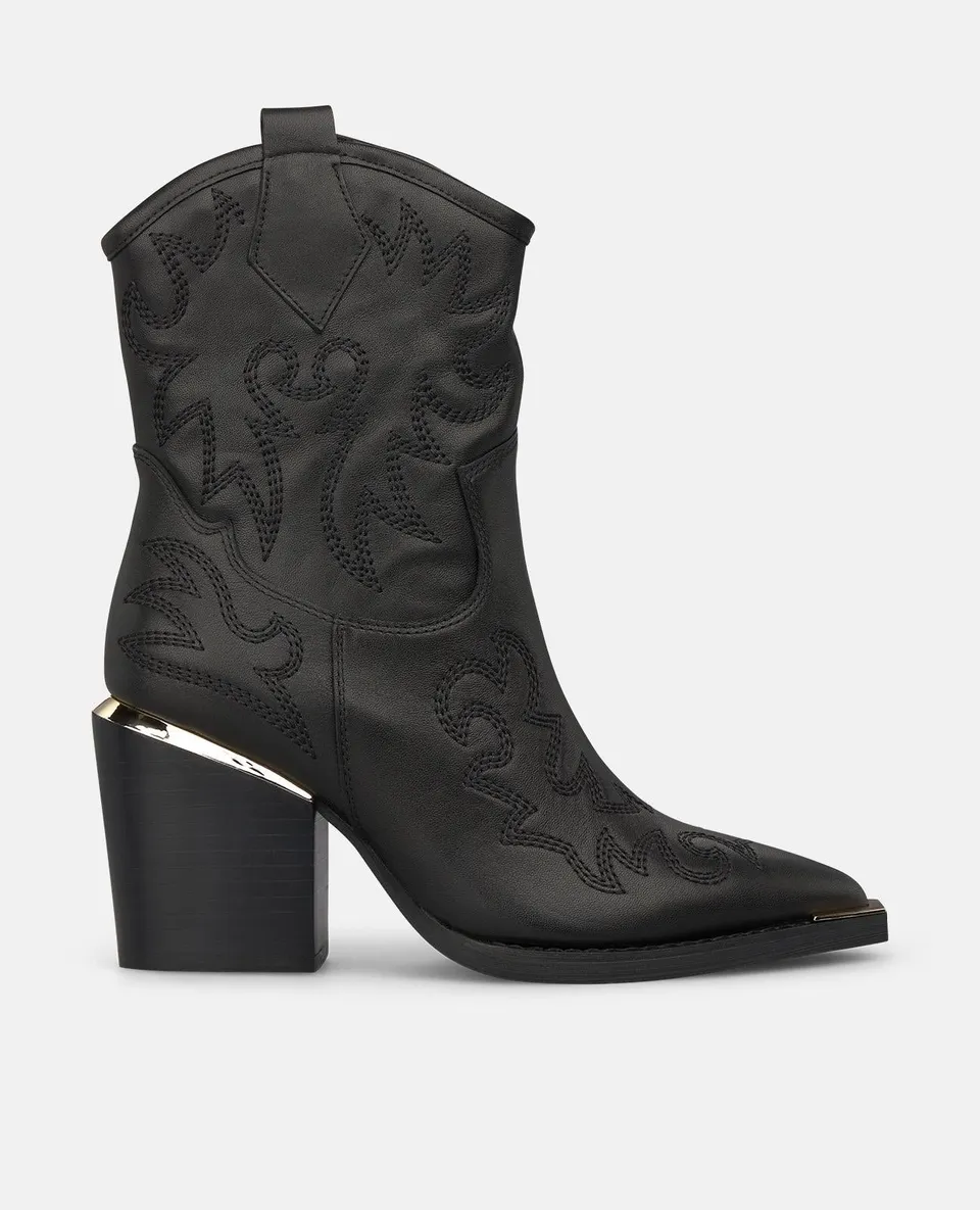 alma-en-pena-cowboy-stiefelette-nappa-leder-schwarz-stickerei-7-5-cm-blockabsatz image 1