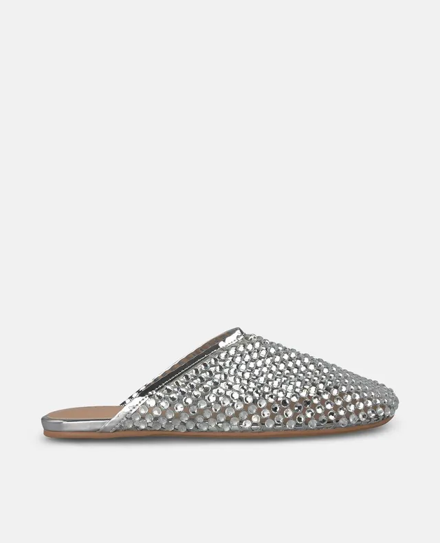 alma-en-pena-flache-mesh-mules-in-silber-mit-strass-nieten image 1