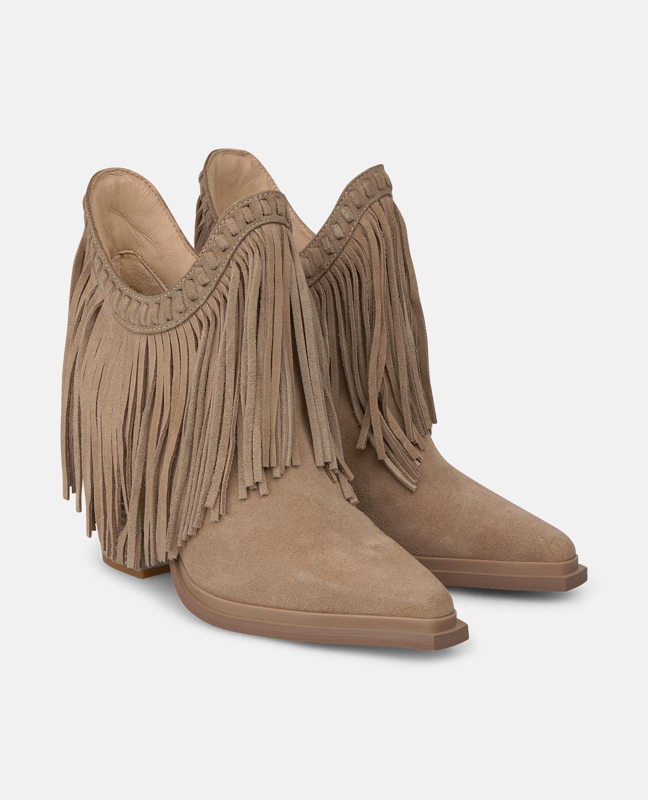 alma-en-pena-suede-ankle-boots-mit-fransen-vison-8-5-cm image 3