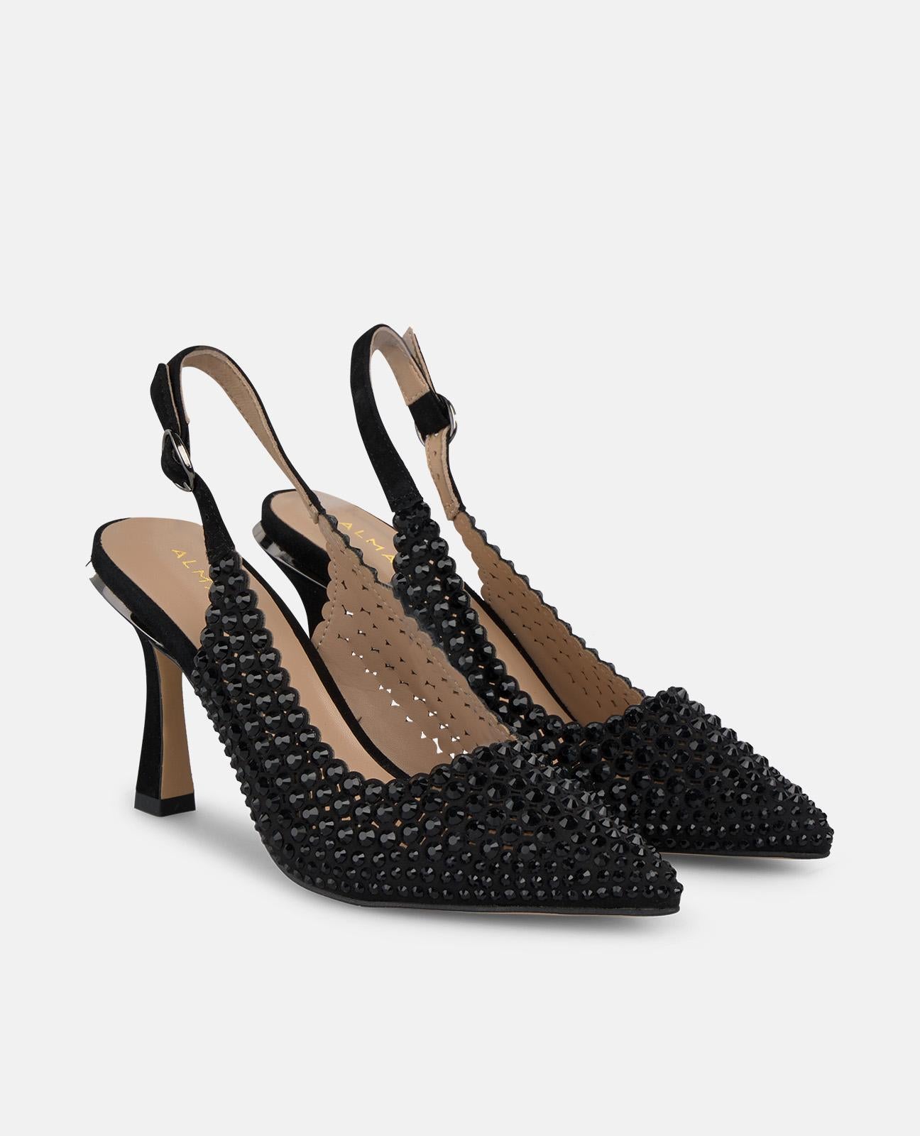 alma-en-pena-pumps-schwarz-mit-strass-spitzer-9-cm-absatzschuh image 2