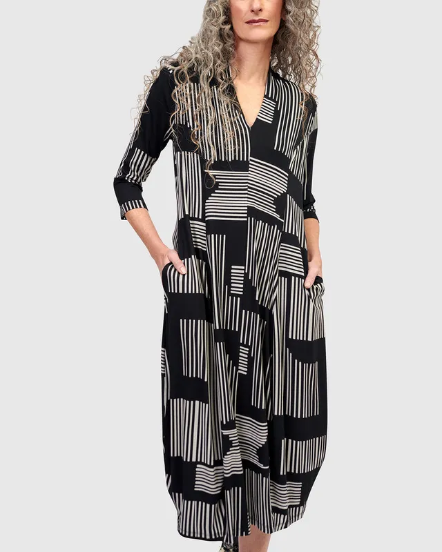 alembika-margaux-cocoon-kleid-bars-midi-jerseykleid image 1