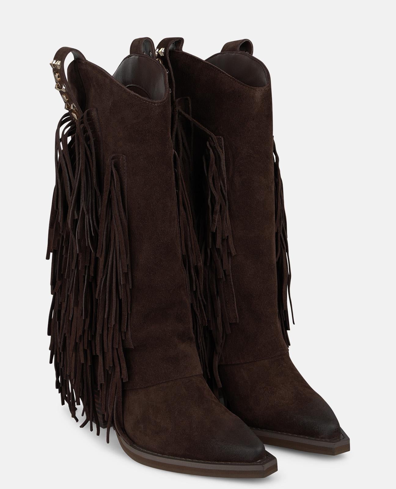 alma-en-pena-suede-cowboy-boots-mit-fransen-braun image 2
