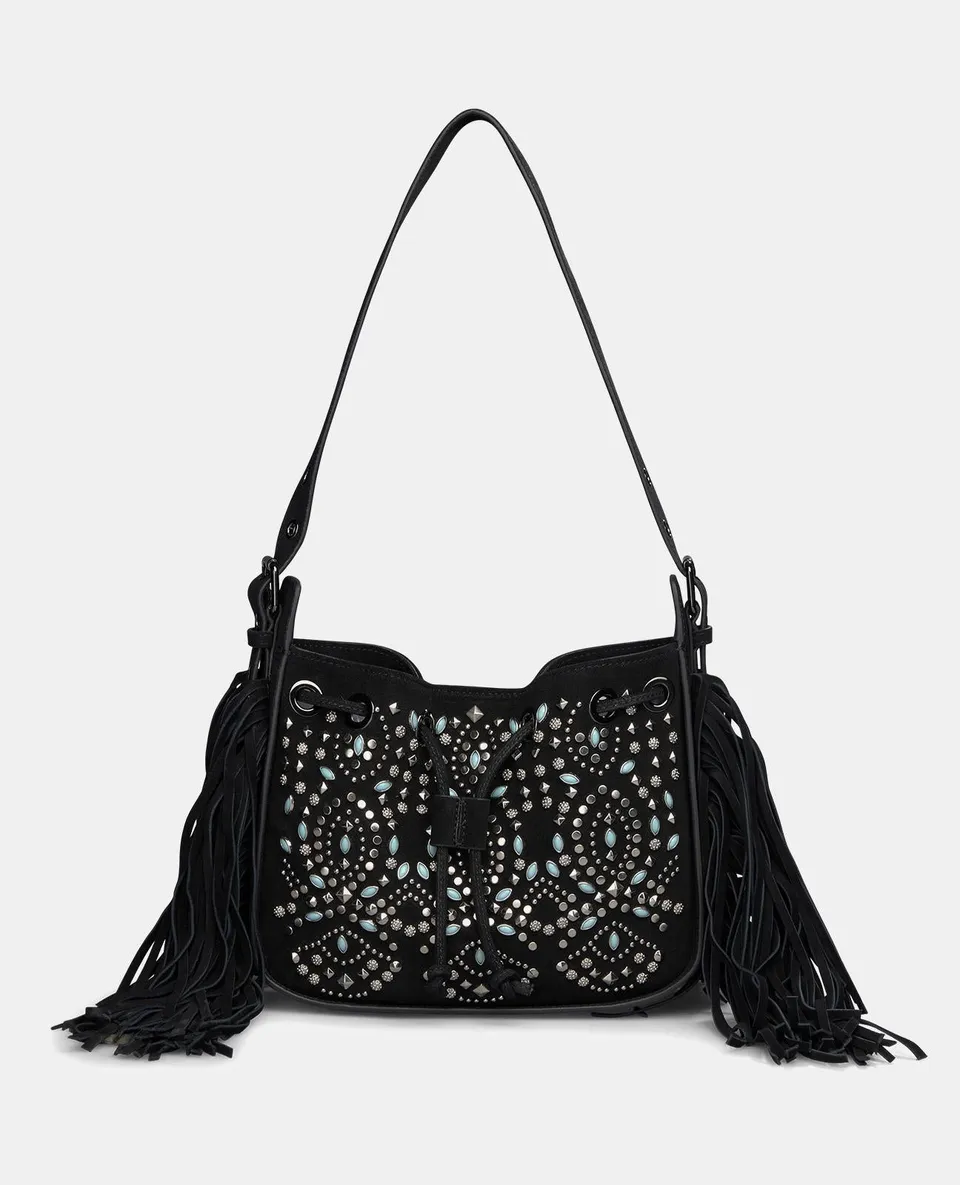 alma-en-pena-schultertasche-nieten-leder-schwarz-casual image 1