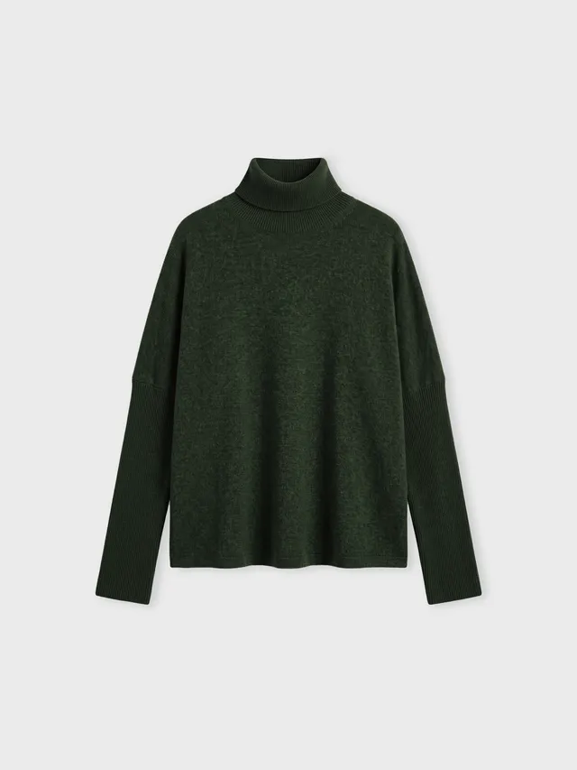 absolut-clara-pullover-poncho-aus-kaschmir-f-r-damen-rollkragen-dunkel-artischoc image 1