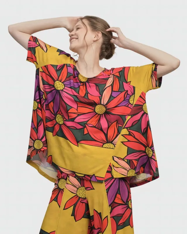 alembika-marigold-trapeze-top-bouquet-damen-tunika-a-linie image 1