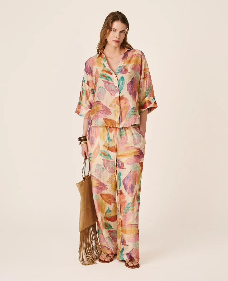 alma-en-pena-hose-lang-high-rise-mit-geometrie-print-und-gummibund image 1