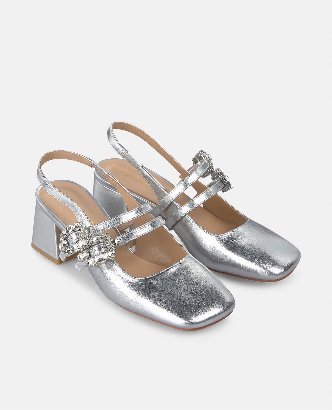 alma-en-pena-buckle-heel-shoes-pumps-silber-mit-strass-schnallen-5-5-cm image 2