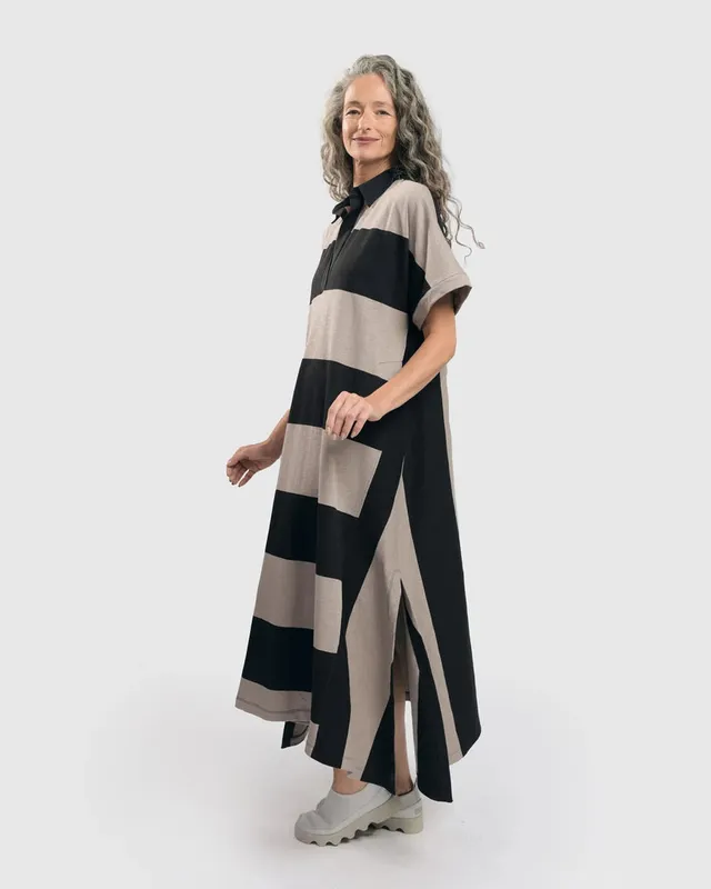 alembika-urban-marci-rugby-stripe-maxi-dress-ash-black image 1